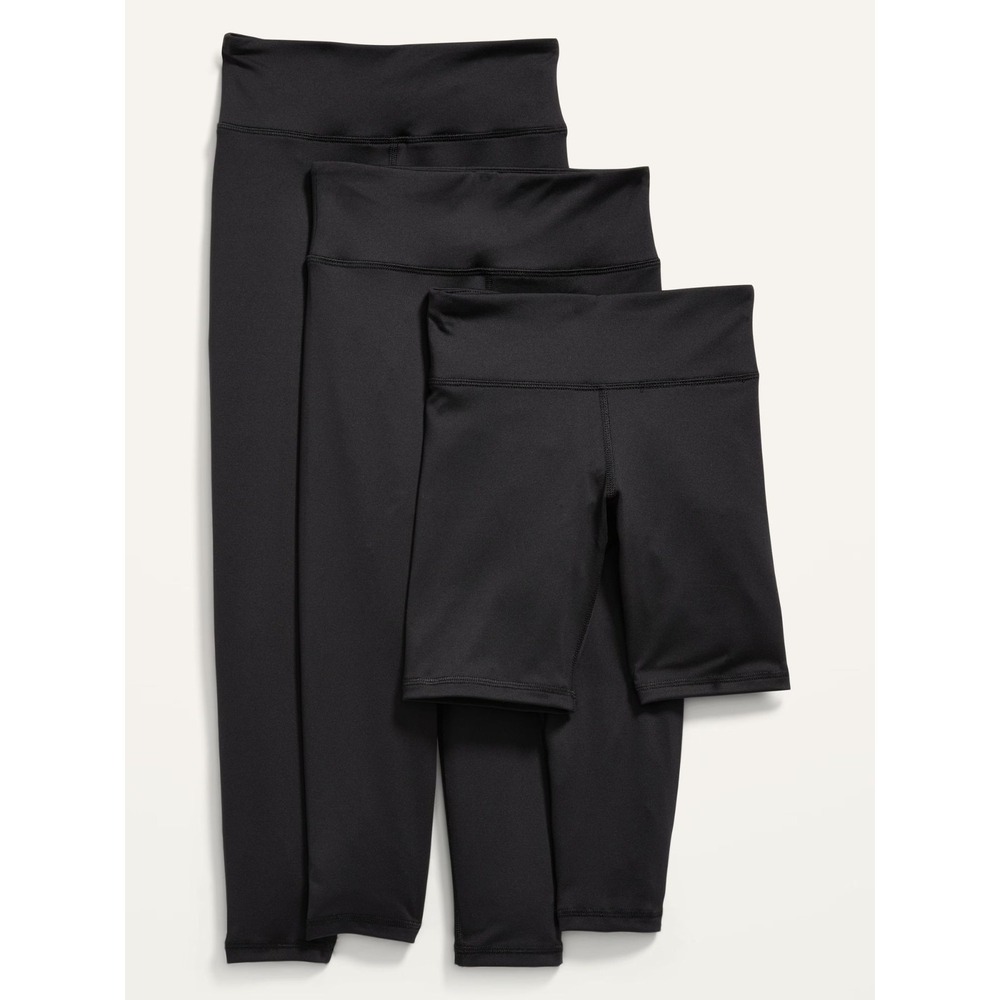 Old Navy Girl's PowerPress Leggings & Biker Shorts 3-Pack - Black - Small 6/7